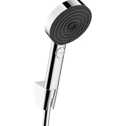 Hansgrohe Ecostat Set Mitigeur thermostatique douche + Douchette à main XXL 105mm 3 jets + Flexible de douche 125cm, support mural, Chrome