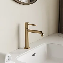 Edouard Rousseau - Mitigeur Lavabo SCRIPY - Aérateur Économie d Eau -3 Finitions Disponibles - Livré Complet avec Vidage - Laiton* Robinet Lavabo Et Vasque
