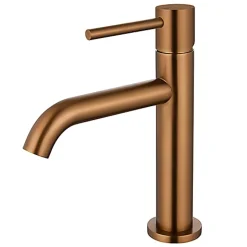 Edouard Rousseau - Mitigeur Lavabo SCRIPY - Aérateur Économie d Eau -3 Finitions Disponibles - Livré Complet avec Vidage - Cuivre