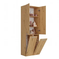 Topeshop ELLOS - Armoire de salle de bain 2 paniers à ligne - Rangement sdb - 174x60x30 - Meuble colonne* Meuble De Salle De Bains Faible Profondeur|Armoire De Salle De Bains