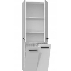 Topeshop ELLOS - Armoire de salle de bain avec deux paniers - Poignées minimalistes - 174x60x30cm - Colonne rangement