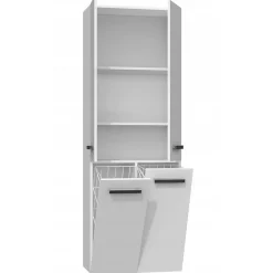 Topeshop ELLOS - Armoire de salle de bain avec deux paniers - Poignées minimalistes - 174x60x30cms - Colonne de rangement