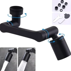 Homelody Embout Robinet Pivotant 1440 Mousseur Robinet 2 Jets avec Adaptateur 20/22/24 mm pour Cuisine ou Salle de Bain
