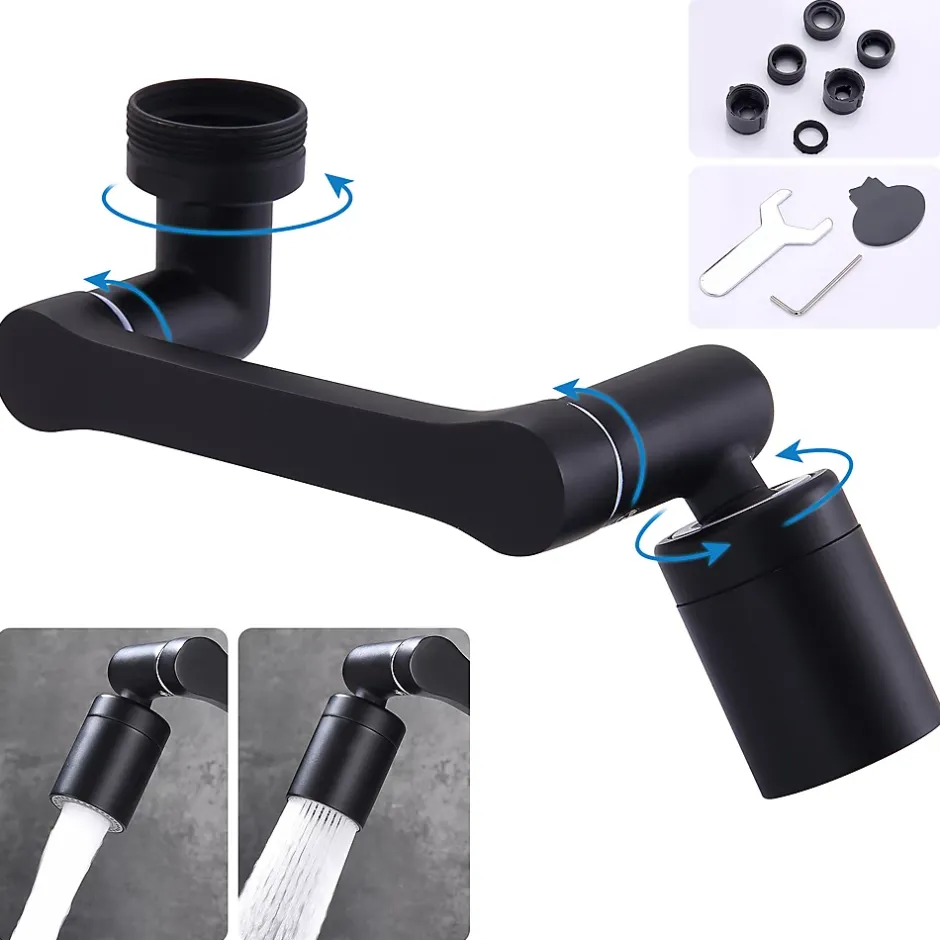 Homelody Embout Robinet Pivotant 1440 Mousseur Robinet 2 Jets avec Adaptateur 20/22/24 mm pour Cuisine ou Salle de Bain