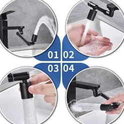 Homelody Embout Robinet Pivotant 1440 Mousseur Robinet 2 Jets avec Adaptateur 20/22/24 mm pour Cuisine ou Salle de Bain