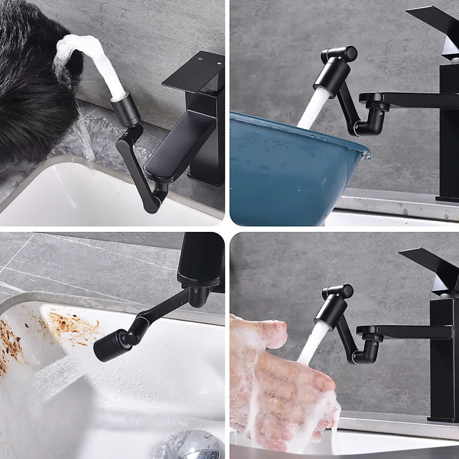 Homelody Embout Robinet Pivotant 1440 Mousseur Robinet 2 Jets avec Adaptateur 20/22/24 mm pour Cuisine ou Salle de Bain