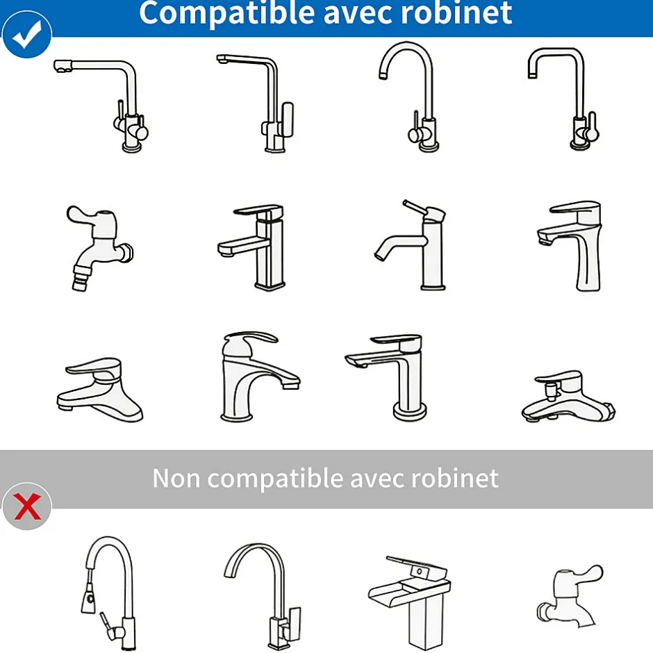 Homelody Embout Robinet Pivotant 1440 Mousseur Robinet 2 Jets avec Adaptateur 20/22/24 mm pour Cuisine ou Salle de Bain