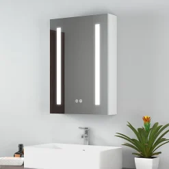 EMKE Armoire de Toilette 1 Porte - Charnières Gauche, LED Ajustable 3000K-6500K, Anti-Buée, Soft Close, Prises USB* Armoire De Toilette
