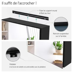 EMKE Armoires de toilette 50x65cm Noir Armoire Salle de Bain en Miroir Double Face* Armoire De Toilette