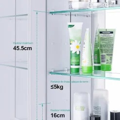 EMKE Armoires de toilette 50x65cm Blanche Armoire Salle de Bain en Miroir Double Face