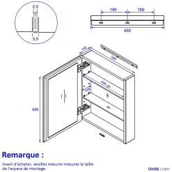EMKE Armoires de toilette 50x65cm Blanche Armoire Salle de Bain en Miroir Double Face