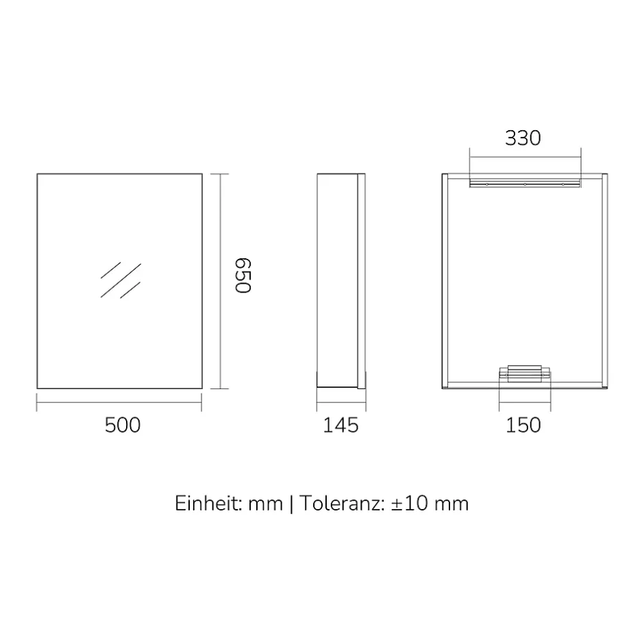 EMKE Armoires de toilette 1 Porte 65x50cm , Porte Miroir avec Rangement intégré, Tablettes en verre réglables, Blanc