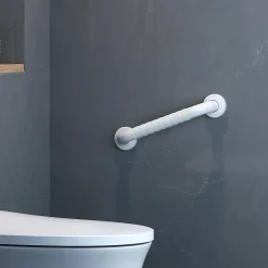 EMKE Barre d'Appui Murale de Sécurité 30cm, Nylon, Aluminium avec Anneau Lumineux, Antidérapante, Blanche