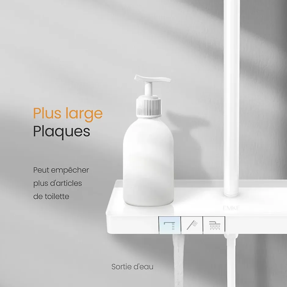EMKE Colonne de Douche avec douche theramostat à Grande douche de tête et douchette multimode, Cercle, blanc* Colonne De Douche Thermostatique