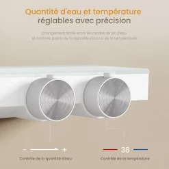 EMKE Colonne de douche thermostatique, pluie 36x24 cm, douchette 4 jets, débit réglable, barre et flexible inclus, blanc* Colonne De Douche Thermostatique