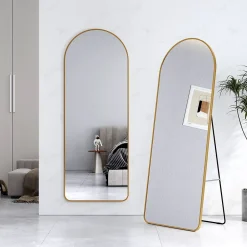 EMKE Grand miroir intégral avec cadre en aluminium doré, 160 x 60 cm, sur pied ou mural* Miroir Simple