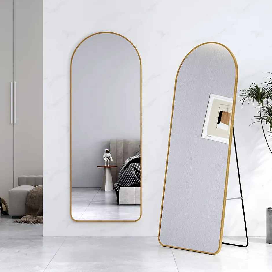 EMKE Grand miroir intégral avec cadre en aluminium doré, 160 x 60 cm, sur pied ou mural* Miroir Simple