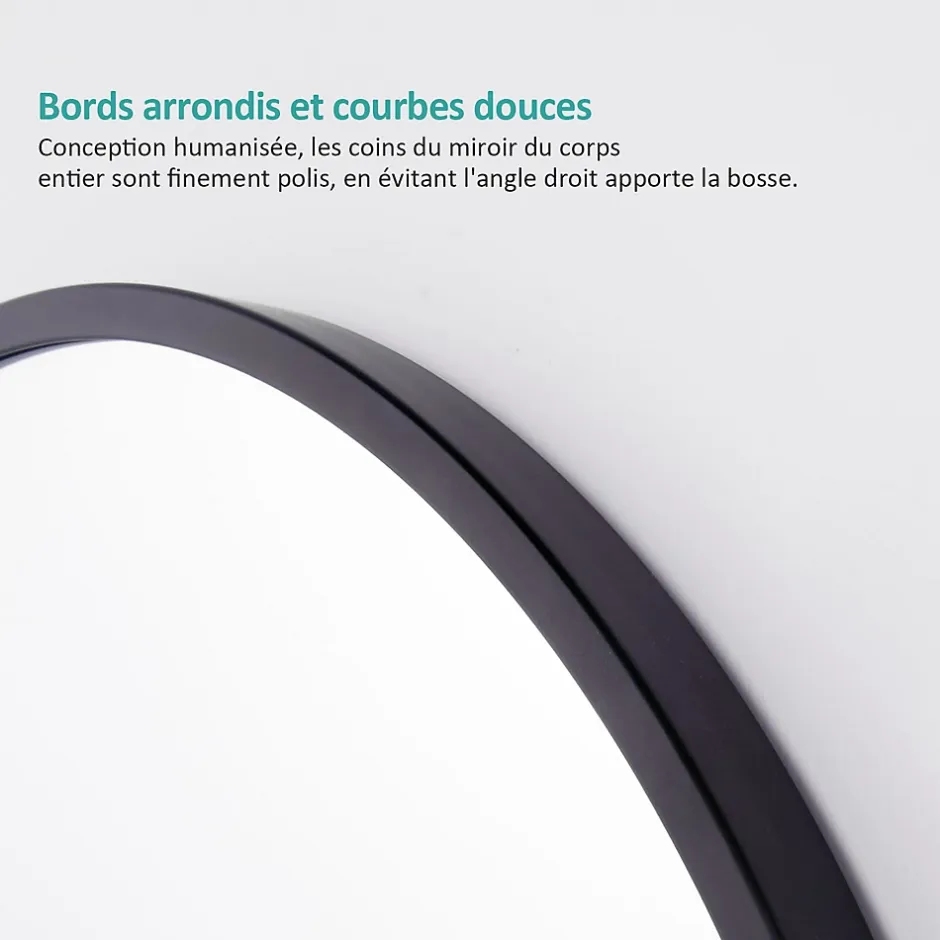 EMKE Grand miroir intégral avec cadre en aluminium noir, 160 x 60 cm, sur pied ou mural* Miroir Simple