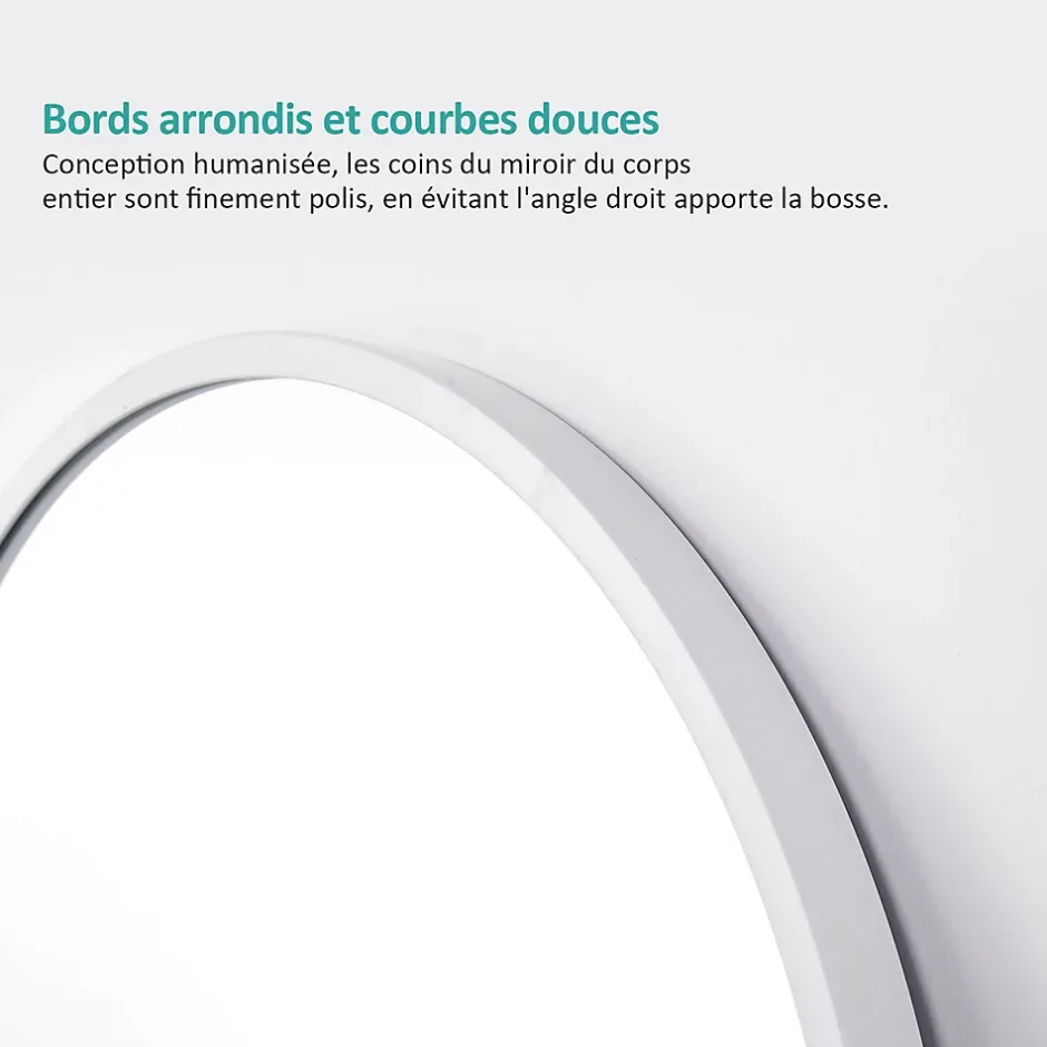 EMKE Grand miroir intégral avec cadre en aluminium blanc, 140 x 40 cm, sur pied ou mural* Miroir Simple