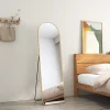 EMKE Grand miroir intégral avec cadre en aluminium doré, 147 x 45 cm, sur pied ou mural
