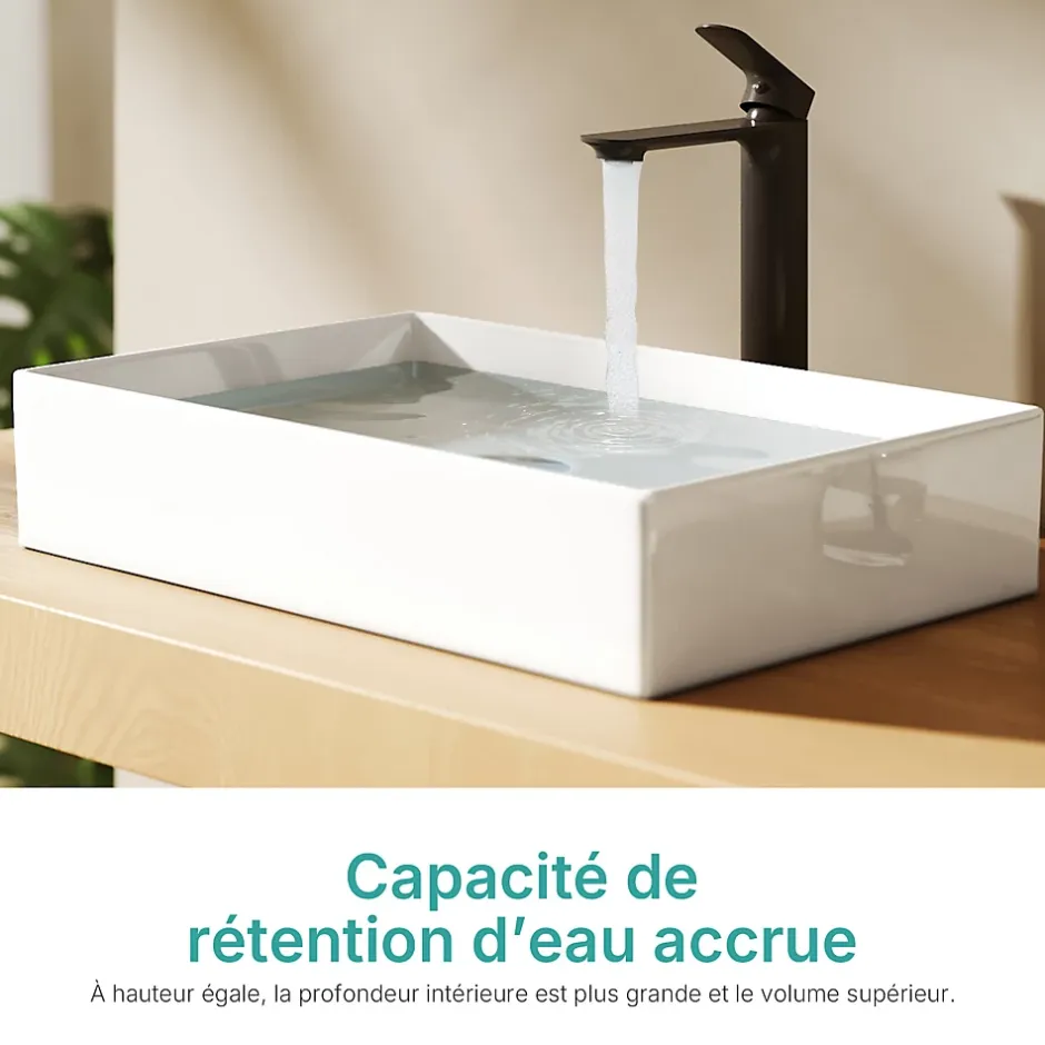 EMKE Lavabo en Céramique Blanc 510x370x110 mm, Vasque Carrée, Posable