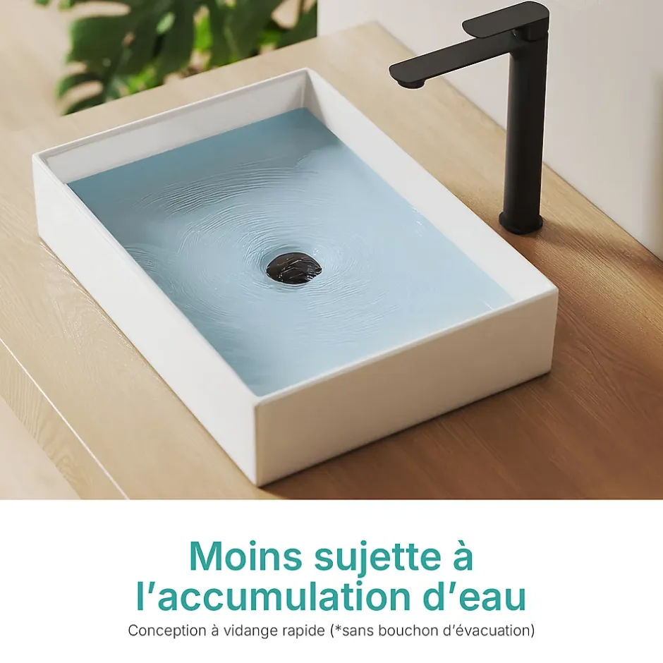 EMKE Lavabo en Céramique Blanc 510x370x110 mm, Vasque Carrée, Posable