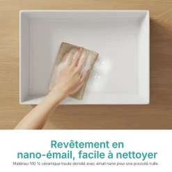 EMKE Lavabo en Céramique Blanc 510x370x110 mm, Vasque Carrée, Posable