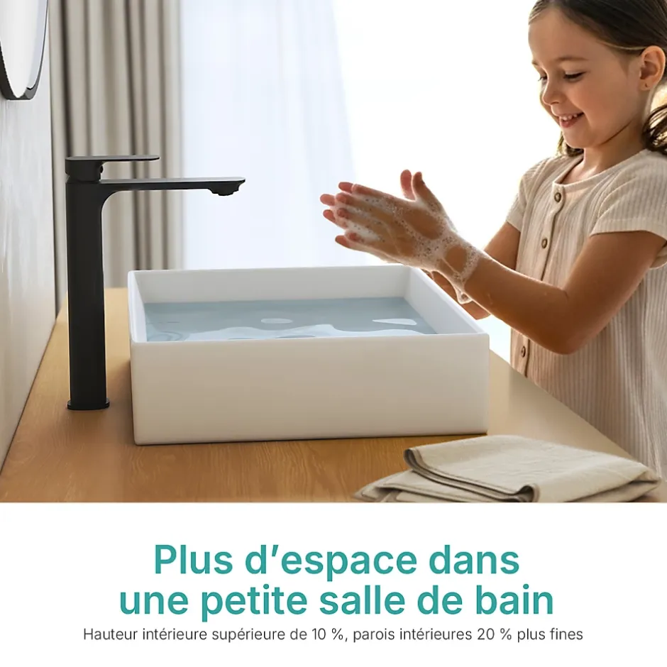 EMKE Lavabo en Céramique Blanc 510x370x110 mm, Vasque Carrée, Posable