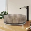 EMKE Lavabo en Verre Trempé Rond à Poser 400x400x120 mm, Vasque Salle de Bain, Gris Transparent* Vasque À Poser