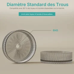 EMKE Lavabo en Verre Trempé Rond à Poser 400x400x120 mm, Vasque Salle de Bain, Gris Transparent* Vasque À Poser