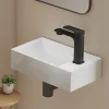 EMKE Lavabo Mural en Céramique 38x22x10cm, Blanc Brillant, Vasque Murale Carrée avec Trou pour Robinet* Lavabo