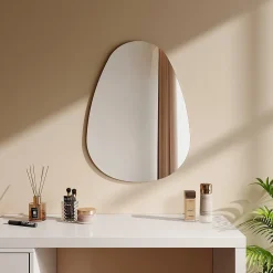 EMKE Miroir de Salle de Bain Asymétrique 50 x 70 cm, Miroir Ovale pour Salle de Bain, Miroir Mural irrégulier Miroir Décoratif
