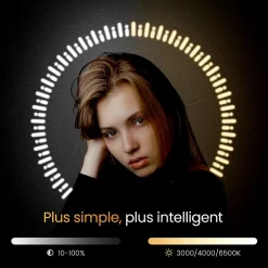 EMKE Miroir led salle de bain 80 cm, avec 3 Couleurs de lumière réglables+Anti-buée, Économie d'énergie miroir led