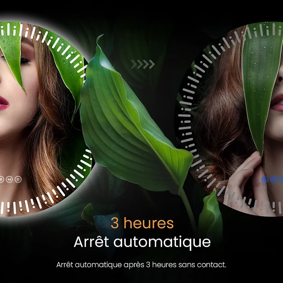 EMKE Miroir led salle de bain 80 cm, avec 3 Couleurs de lumière réglables+Anti-buée, Économie d'énergie miroir led