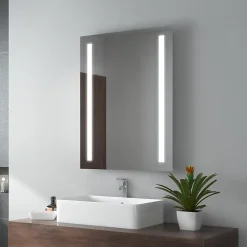 EMKE Miroir lumineux salle de bain 60x80cm, Miroir LED salle de bain, Miroir avec l'éclairage, Lumière blanche froide* Miroir Lumineux