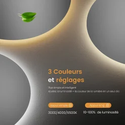 EMKE Miroir lumineux salle de bain rond 80cm, rétro-éclairage, Interrupteur Tactile, Anti-buée, LED Lumière Froide/Neutre/Chaude