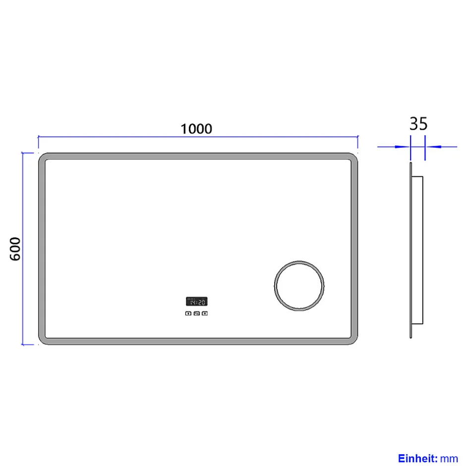 EMKE Miroir lumineux salle de bain 100x60cm,Interrupteur Tactile,Anti-buée,3x Grossissement,Bluetooth,3 couleurs de LED Lumières