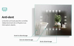 EMKE Miroir lumineux salle de bain 120x70cm,cadre noir,Interrupteur Tactile, Anti-buée, Horloge et Température, LED Lumière Neutre