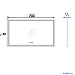 EMKE Miroir lumineux salle de bain 120x70cm,cadre noir,Interrupteur Tactile, Anti-buée, Horloge et Température, LED Lumière Neutre