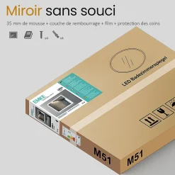 EMKE Miroir lumineux salle de bain rond diamètre 60cm, Miroir LED avec Interrupteur Tactile, Anti-buée, 3 couleurs de Lumières