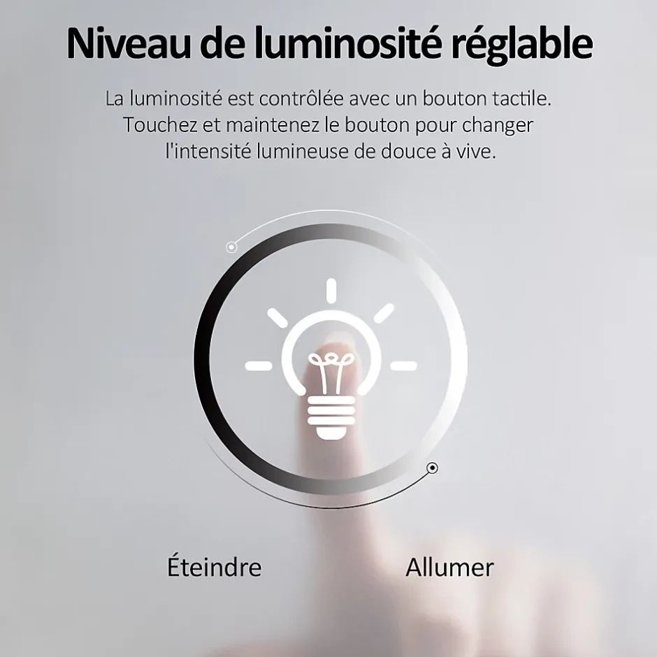 EMKE Miroir lumineux salle de bain 50x60cm, Miroir LED avec l'éclairage, Interrupteur Tactile, Anti-buée, Lumière Blanche Froide