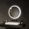 EMKE Miroir lumineux salle de bain rond diamètre 50cm, Miroir LED avec Interrupteur Tactile, Anti-buée, 3 couleurs de Lumières* Miroir Lumineux