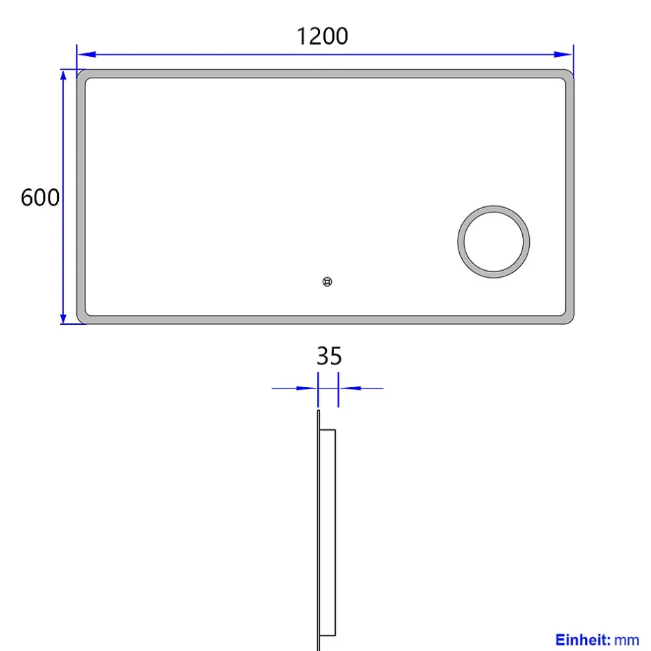 EMKE Miroir lumineux salle de bain 120x60cm, Miroir LED avec Interrupteur Tactile, 3x Grossissement, Lumière Blanche Froide