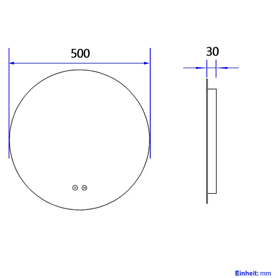 EMKE Miroir lumineux salle de bain rond 50cm, rétro-éclairage sans cadre, Interrupteur Tactile, Lumière Froide/Neutre/Chaude