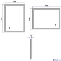 EMKE Miroir lumineux salle de bain 70x50cm, Miroir LED avec Interrupteur Tactile, 6500K, Dimmable* Miroir Lumineux