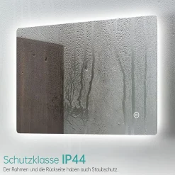 EMKE Miroir lumineux salle de bain Rétro-éclairage 100x60cm, Miroir LED avec Interrupteur Tactile, lumière blanche froide* Miroir Lumineux