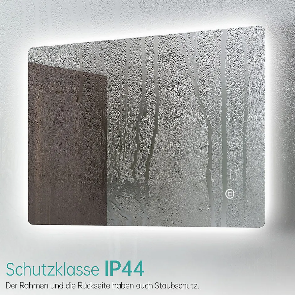EMKE Miroir lumineux salle de bain Rétro-éclairage 100x60cm, Miroir LED avec Interrupteur Tactile, lumière blanche froide* Miroir Lumineux