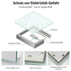 EMKE Miroir lumineux salle de bain Rétro-éclairage 100x60cm, Miroir LED avec Interrupteur Tactile, lumière blanche froide* Miroir Lumineux
