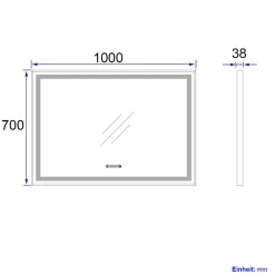EMKE Miroir lumineux salle de bain 100x70cm,cadre noir,Interrupteur Tactile, Anti-buée, Horloge et Température, LED Lumière Neutre* Miroir Lumineux