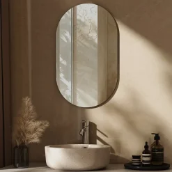 EMKE Miroir rond mural 40x70 cm, surface sans cuivre, anti-explosion, déco murale salle de bain, salon ou chambre* Miroir Simple